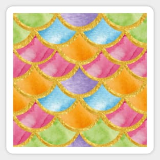 Mermaid Pattern Gold colorful 1 Sticker